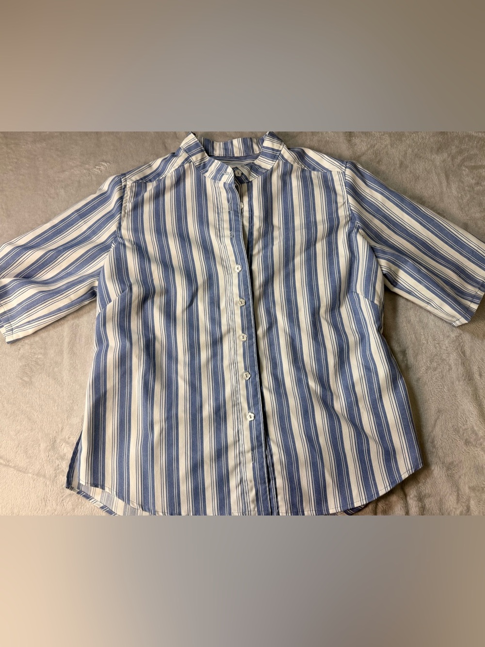 Blue & White Striped Short-Sleeve Button Shirt